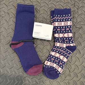 NWT Sonoma Women’s Blue and Patterned Socks Set